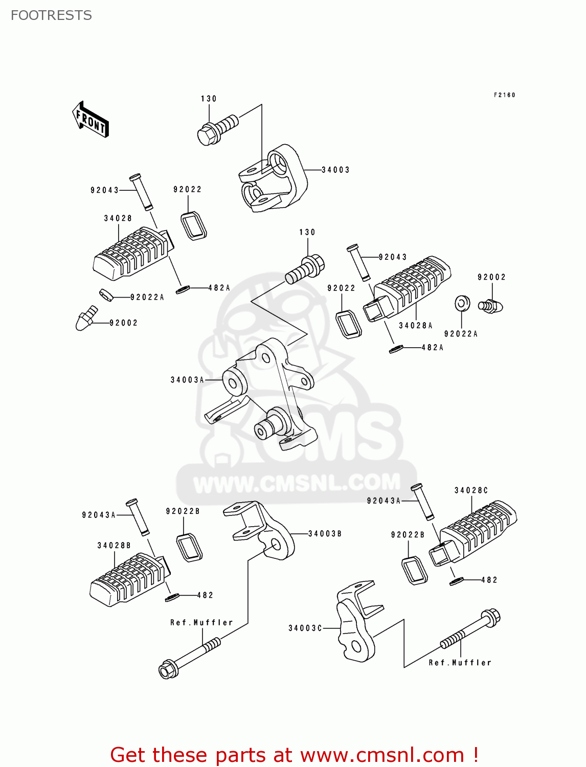 FOOTRESTS EX500A6 1992 USA CALIFORNIA CANADA