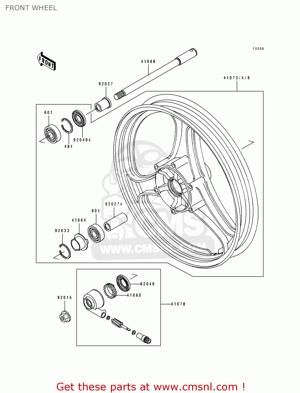 FRONT WHEEL EX500A6 1992 USA CALIFORNIA CANADA