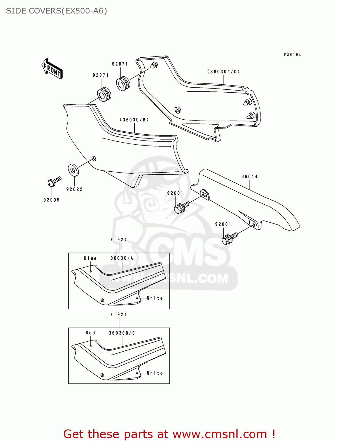 SIDE COVERS(EX500-A6) EX500A6 1992 USA CALIFORNIA CANADA
