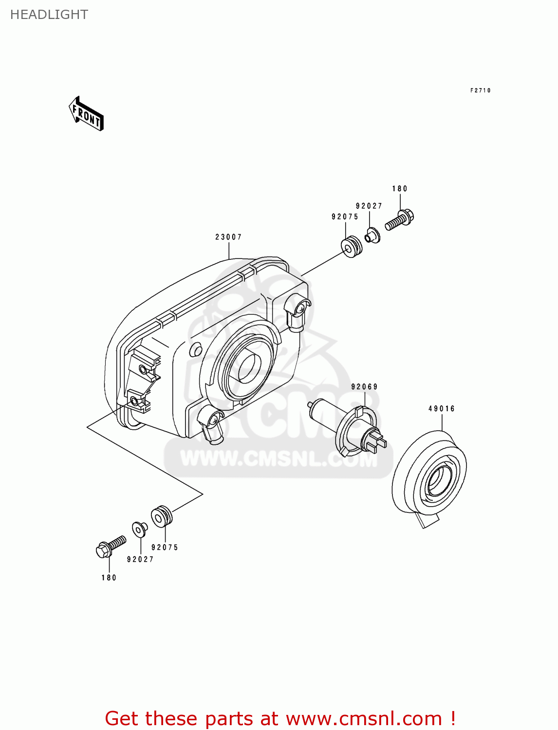 HEADLIGHT EX500A6 1992 USA CALIFORNIA CANADA
