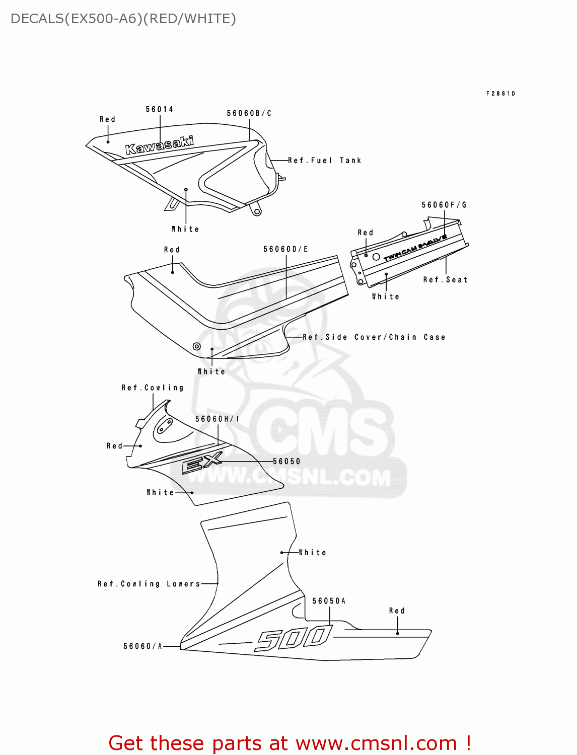 DECALS(EX500-A6)(RED/WHITE) EX500A6 1992 USA CALIFORNIA CANADA