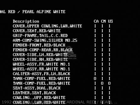 1992 EX500-A6     GP CANDY CARDINAL RED / PEARL ALPINE WHITE - EX500A6 1992 USA CALIFORNIA CANADA