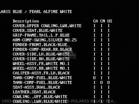 1992 EX500-A6     S3 LUMINOUS POLARIS BLUE / PEARL ALPINE WH - EX500A6 1992 USA CALIFORNIA CANADA