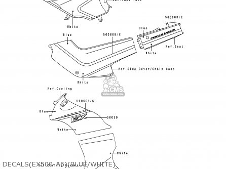 DECALS(EX500-A6)(BLUE/WHITE) - EX500A6 1992 USA CALIFORNIA CANADA