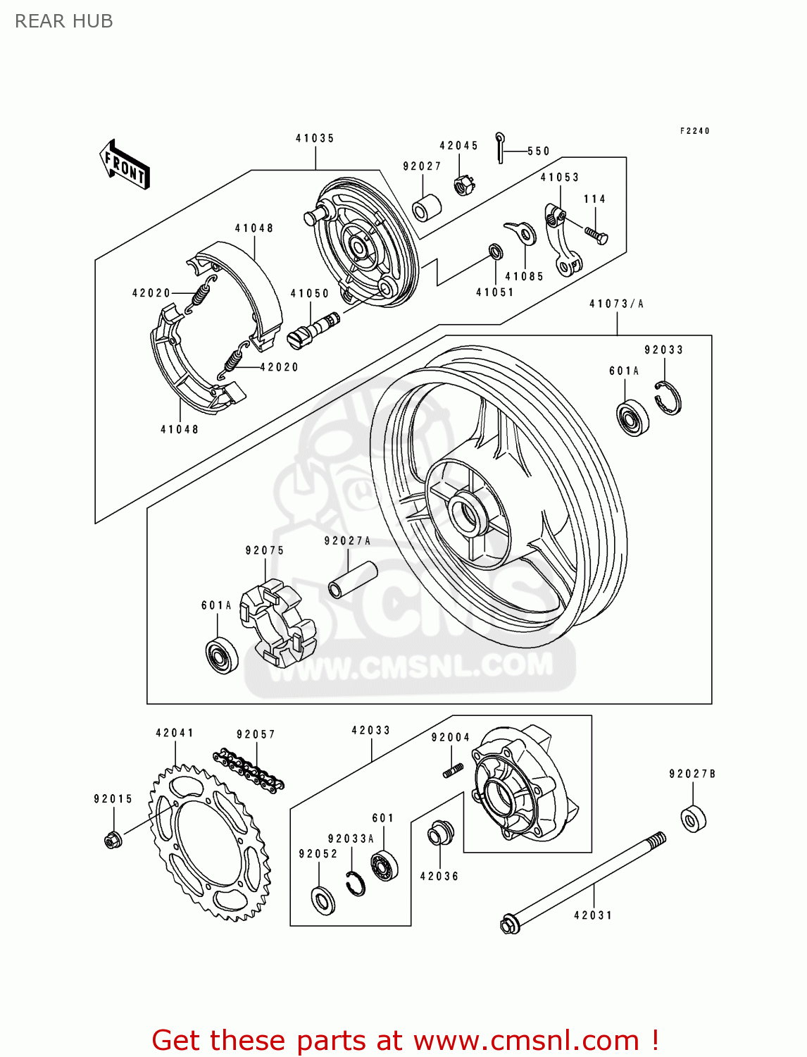 REAR HUB EX500A6 GPZ500S 1992 UNITED KINGDOM SD