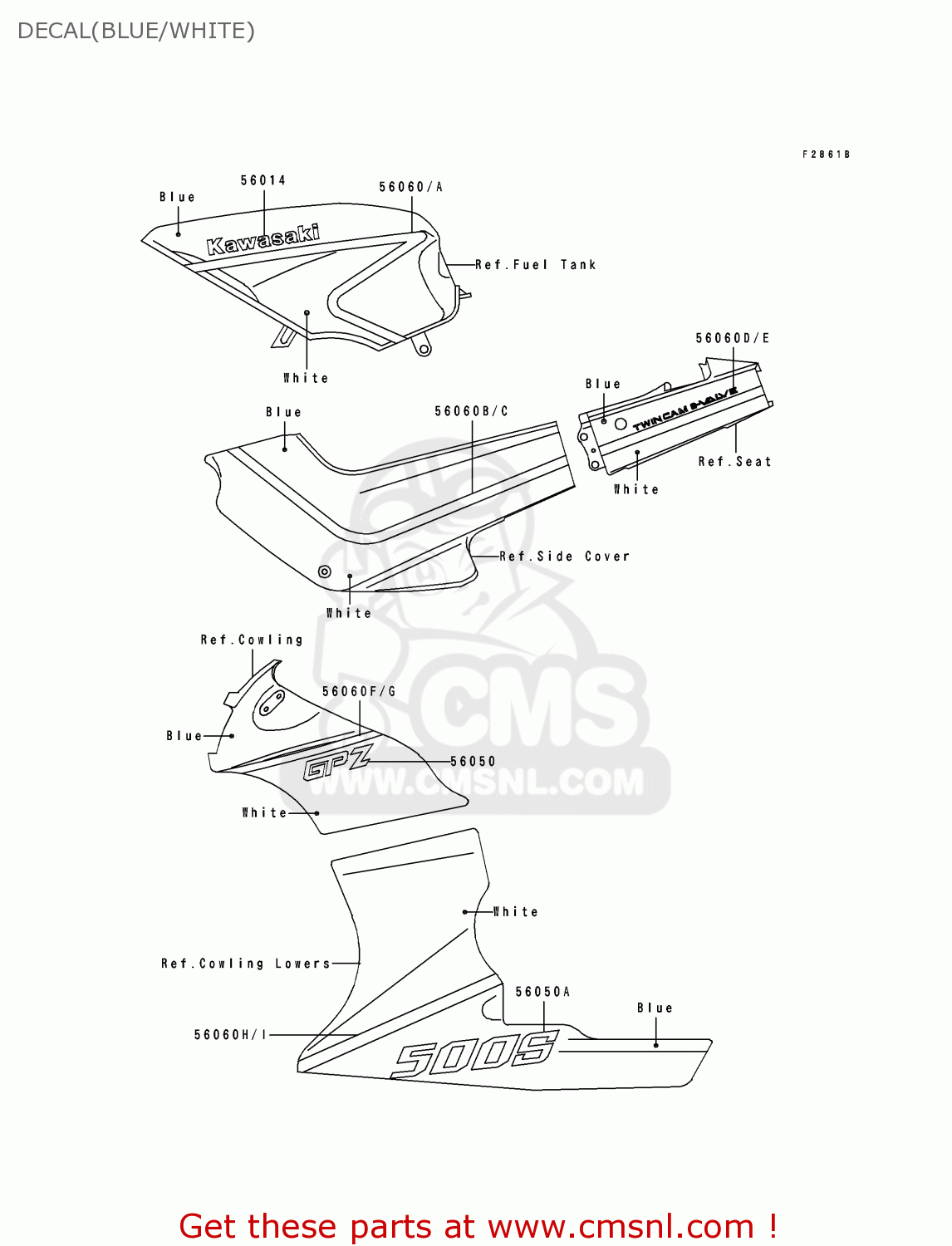DECAL(BLUE/WHITE) EX500A6 GPZ500S 1992 UNITED KINGDOM SD