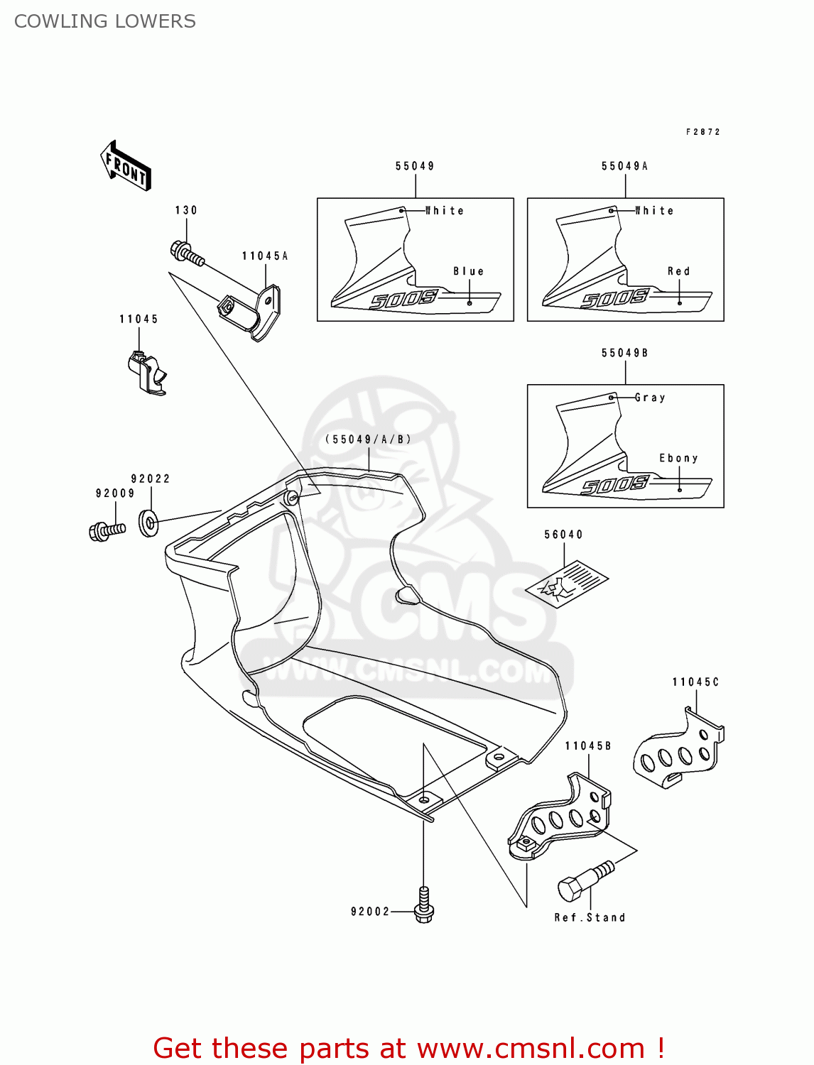 COWLING LOWERS EX500A6 GPZ500S 1992 UNITED KINGDOM SD