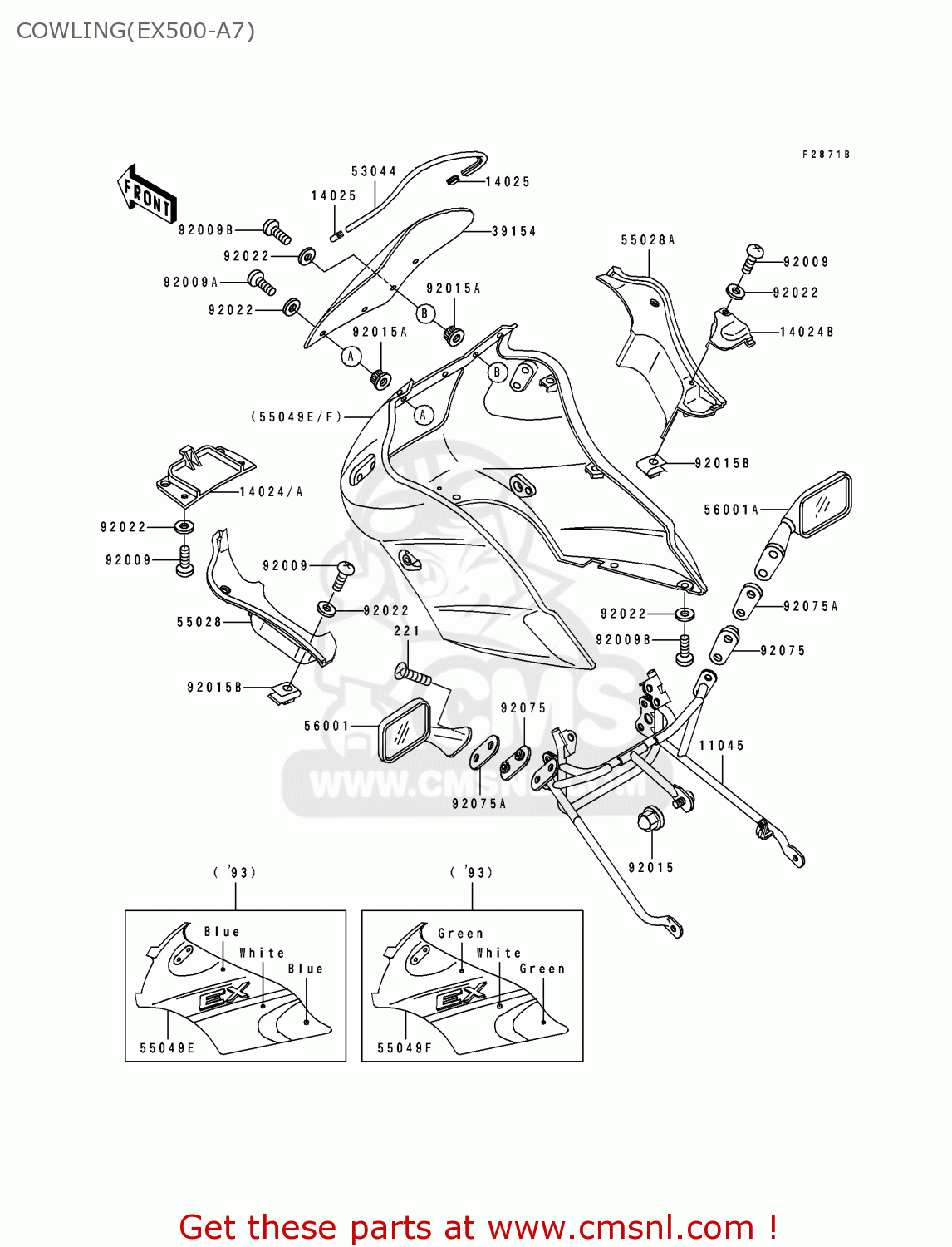 COWLING(EX500-A7) EX500A7 1993 USA CALIFORNIA CANADA