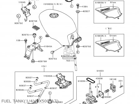 FUEL TANK(1/4)(EX500-A7) - EX500A7 1993 USA CALIFORNIA CANADA