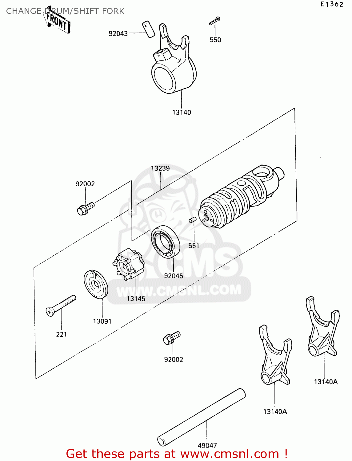 CHANGE DRUM/SHIFT FORK EX500B1 1988 EUROPE FR GR IT NR ST