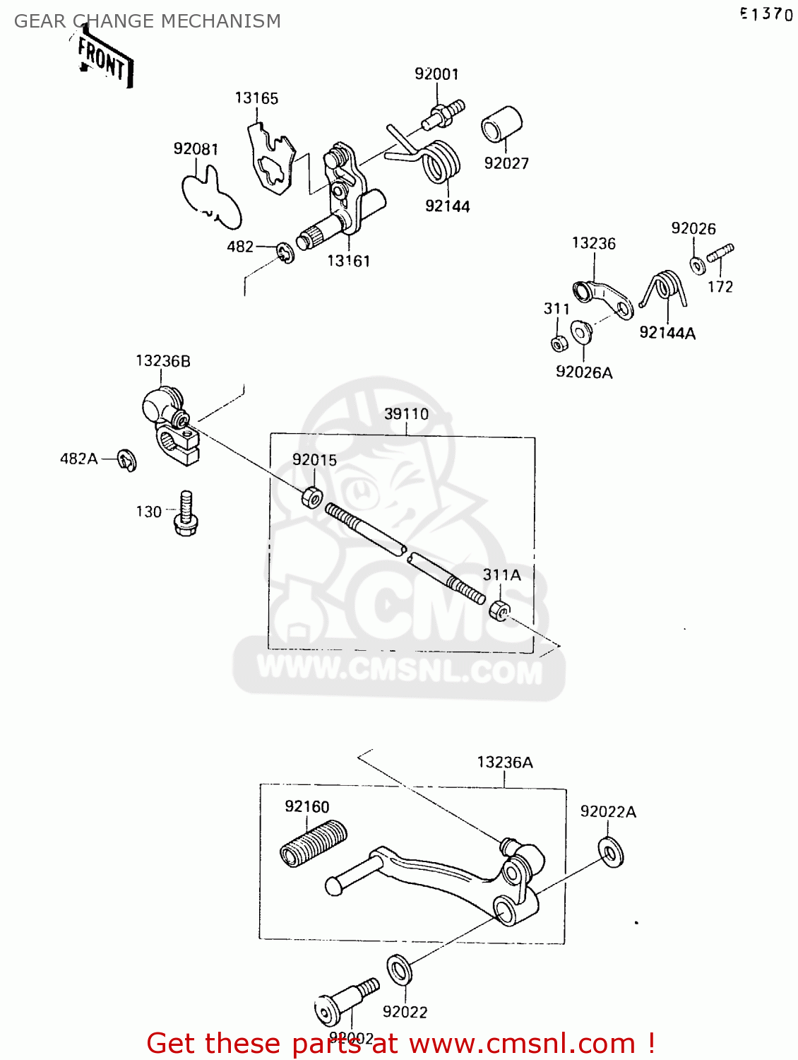 GEAR CHANGE MECHANISM EX500B1 1988 EUROPE FR GR IT NR ST