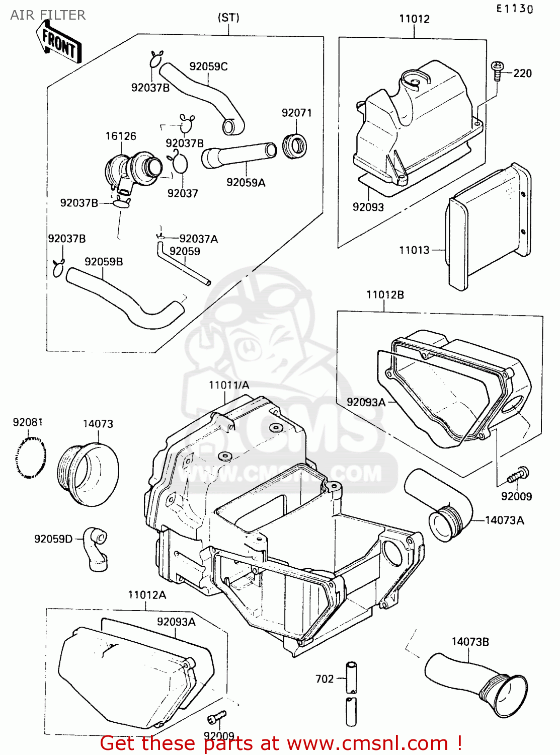 AIR FILTER EX500B1 1988 EUROPE FR GR IT NR ST