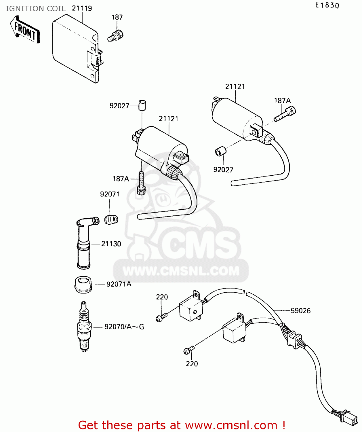 IGNITION COIL EX500B1 1988 EUROPE FR GR IT NR ST