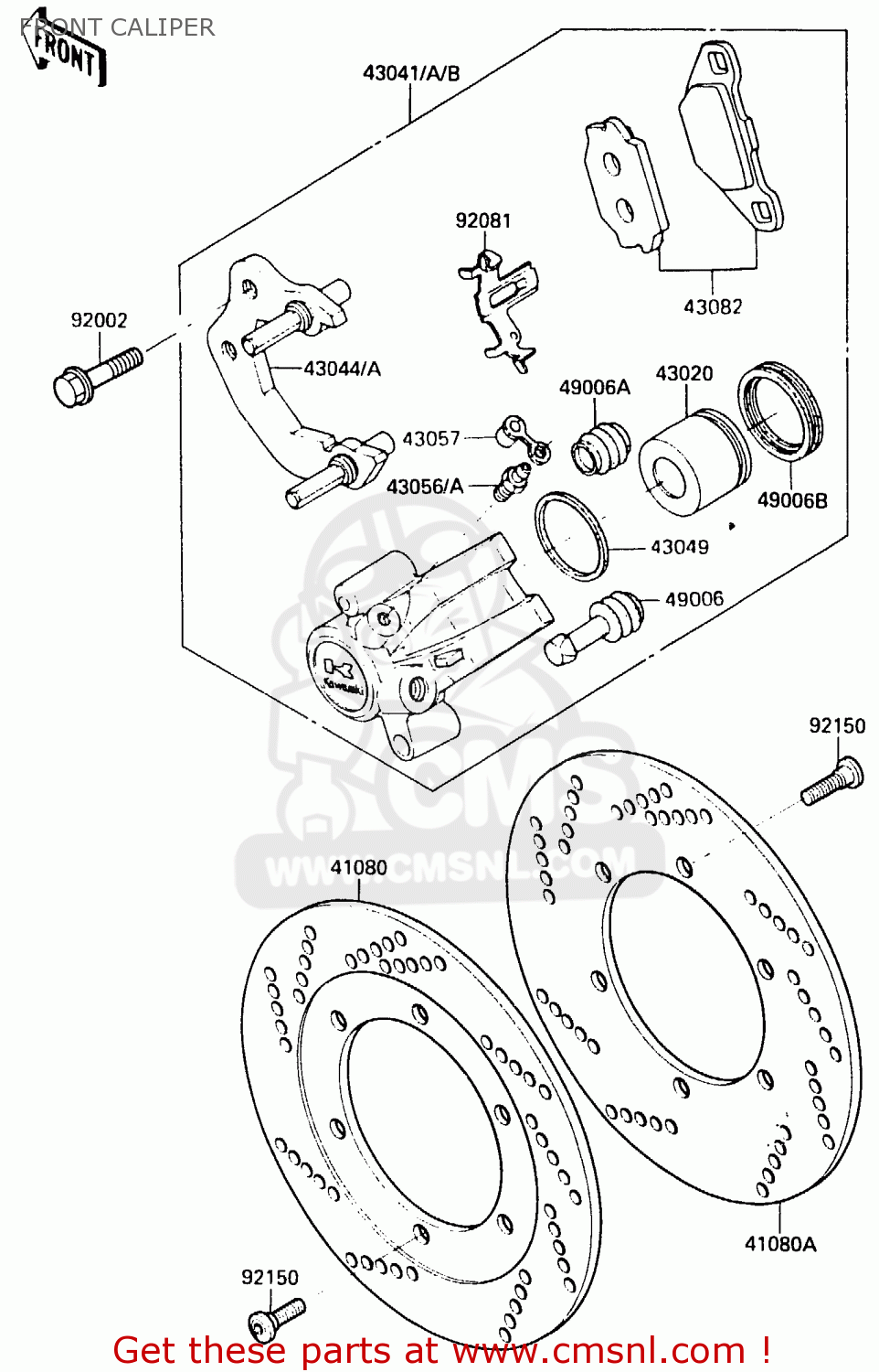 FRONT CALIPER EX500B1 1988 EUROPE FR GR IT NR ST