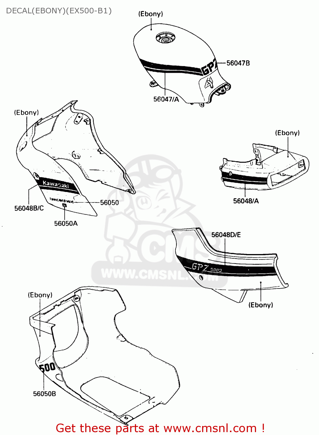 DECAL(EBONY)(EX500-B1) EX500B1 1988 EUROPE FR GR IT NR ST