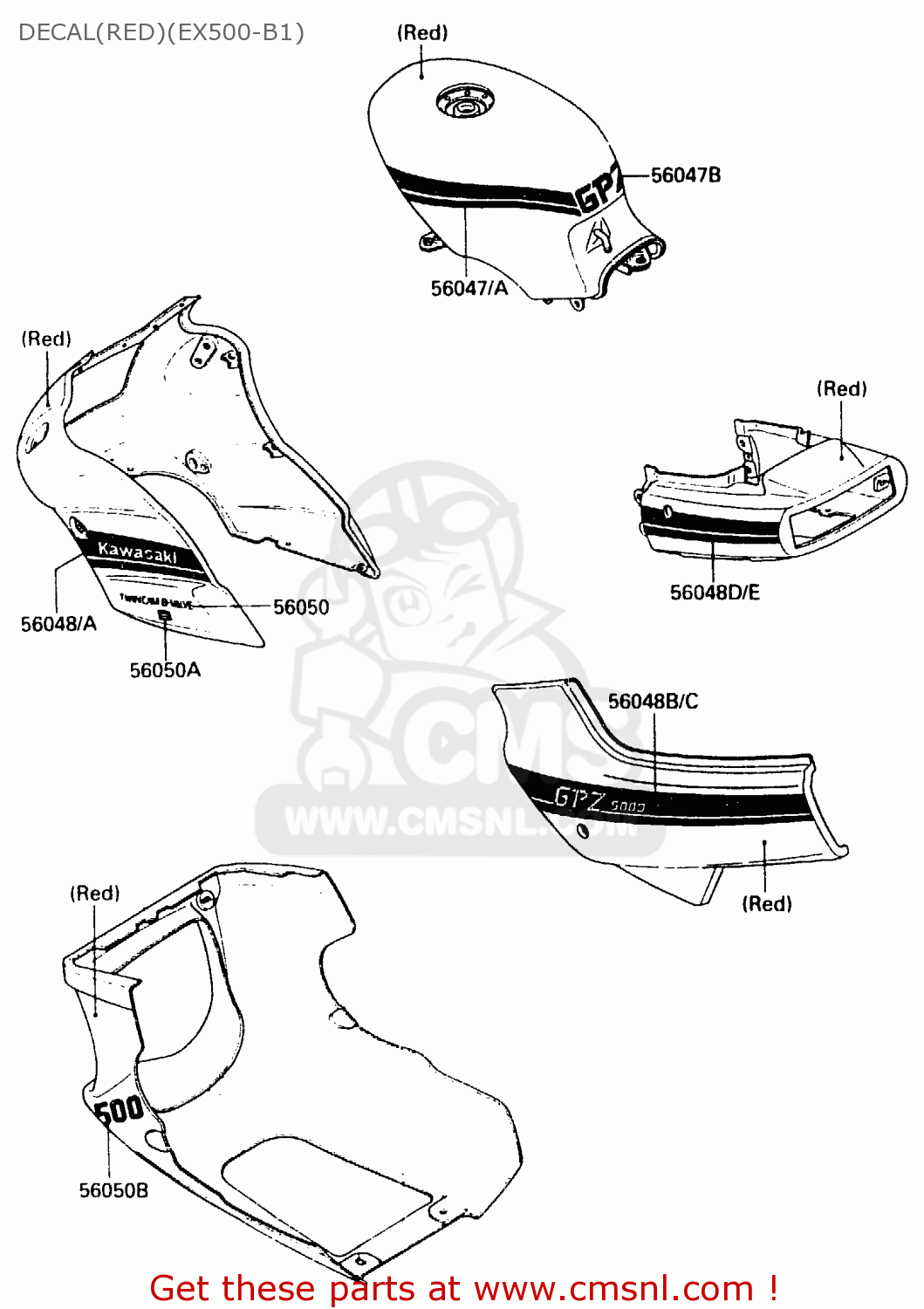 DECAL(RED)(EX500-B1) EX500B1 1988 EUROPE FR GR IT NR ST