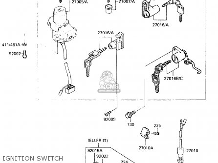 IGNITION SWITCH - EX500B1 1988 EUROPE FR GR IT NR ST