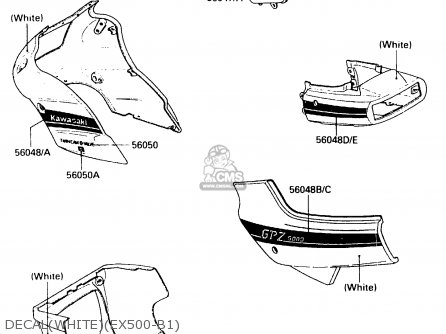 DECAL(WHITE)(EX500-B1) - EX500B1 1988 EUROPE FR GR IT NR ST