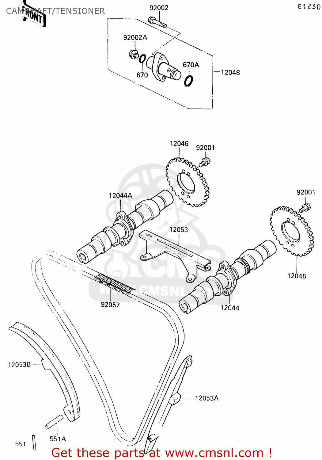 CAMSHAFT/TENSIONER EX500B2 1989 EUROPE FR GR IT NR ST
