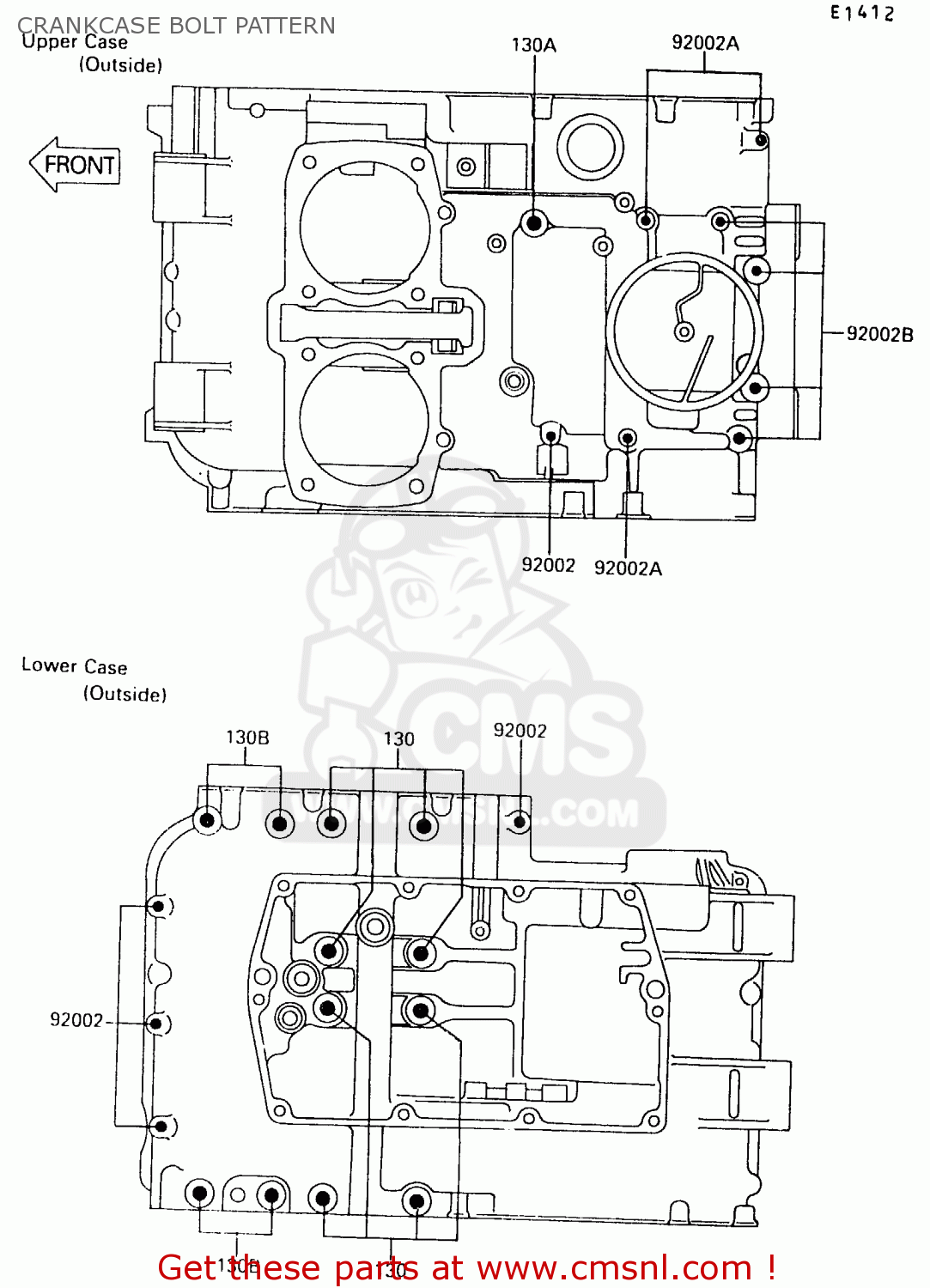 CRANKCASE BOLT PATTERN EX500B2 1989 EUROPE FR GR IT NR ST