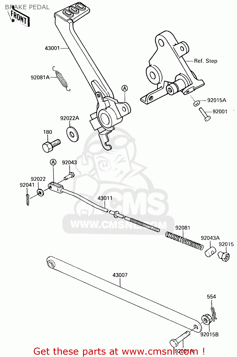 BRAKE PEDAL EX500B2 1989 EUROPE FR GR IT NR ST