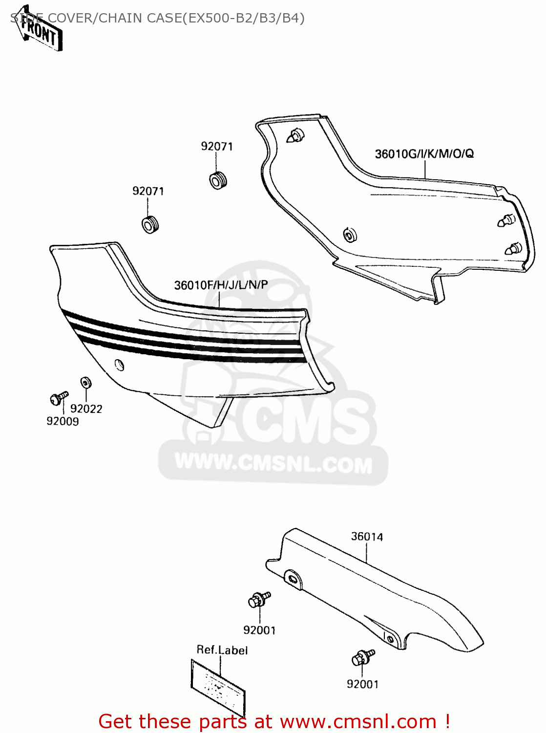 SIDE COVER/CHAIN CASE(EX500-B2/B3/B4) EX500B2 1989 EUROPE FR GR IT NR ST