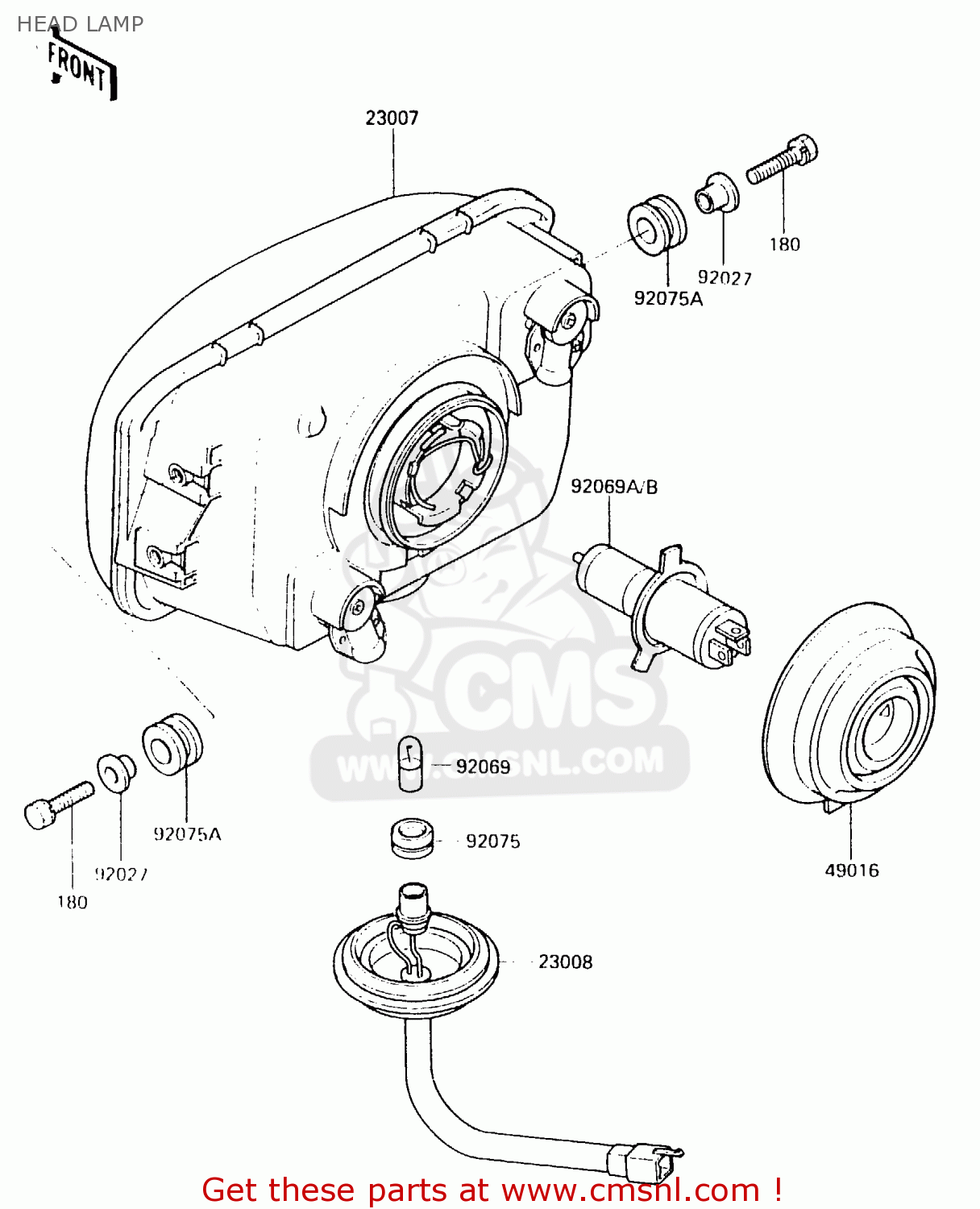 HEAD LAMP EX500B2 1989 EUROPE FR GR IT NR ST