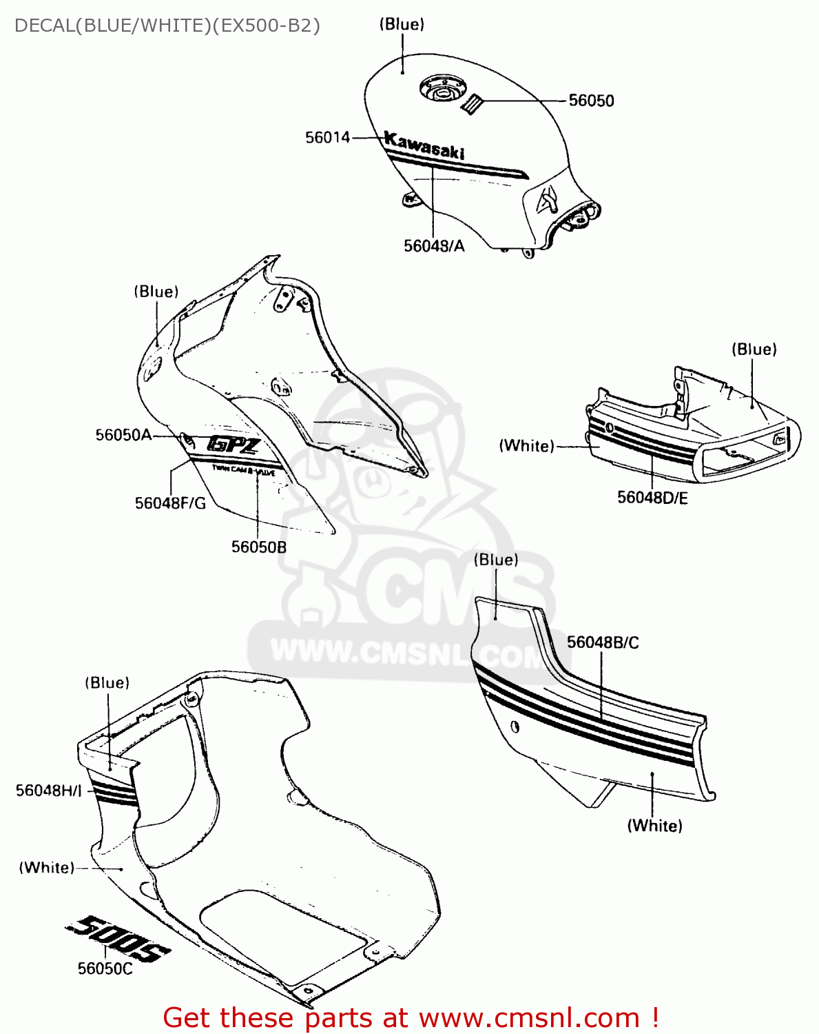 DECAL(BLUE/WHITE)(EX500-B2) EX500B2 1989 EUROPE FR GR IT NR ST