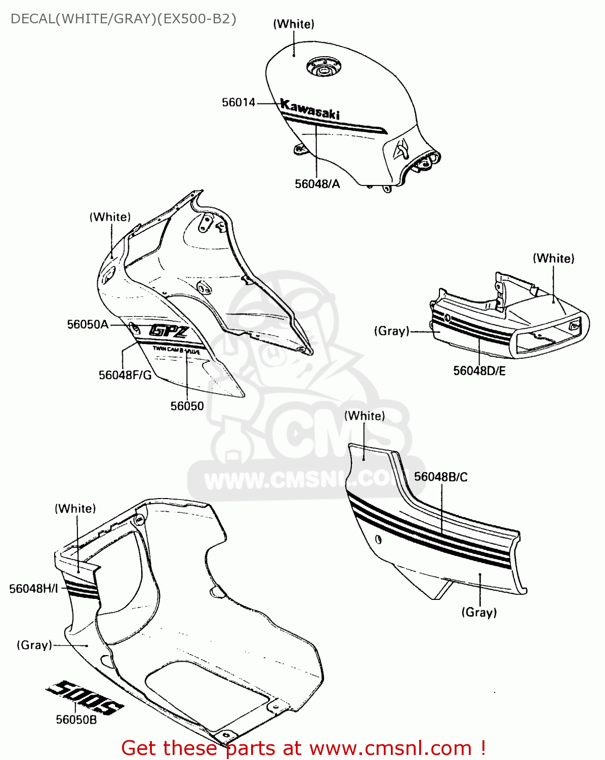 DECAL(WHITE/GRAY)(EX500-B2) EX500B2 1989 EUROPE FR GR IT NR ST
