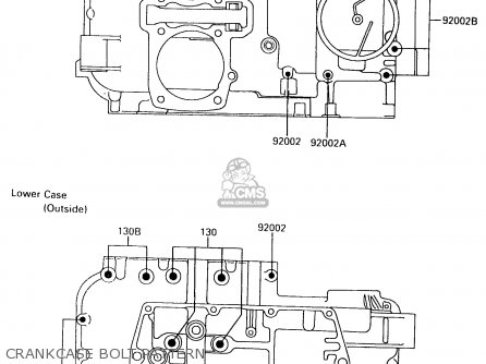 CRANKCASE BOLT PATTERN - EX500B2 1989 EUROPE FR GR IT NR ST