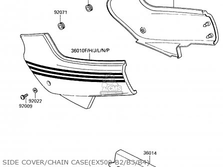 SIDE COVER/CHAIN CASE(EX500-B2/B3/B4) - EX500B2 1989 EUROPE FR GR IT NR ST