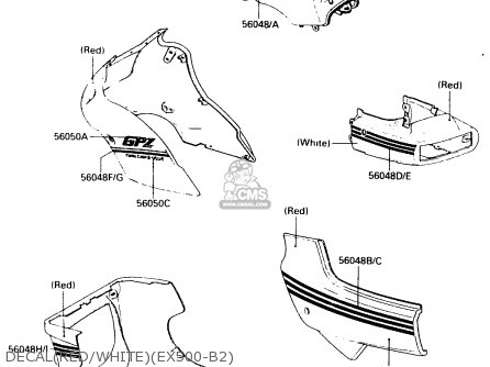 DECAL(RED/WHITE)(EX500-B2) - EX500B2 1989 EUROPE FR GR IT NR ST