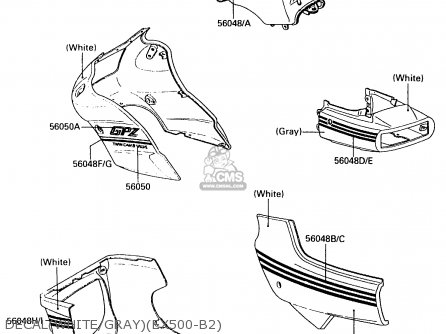 DECAL(WHITE/GRAY)(EX500-B2) - EX500B2 1989 EUROPE FR GR IT NR ST