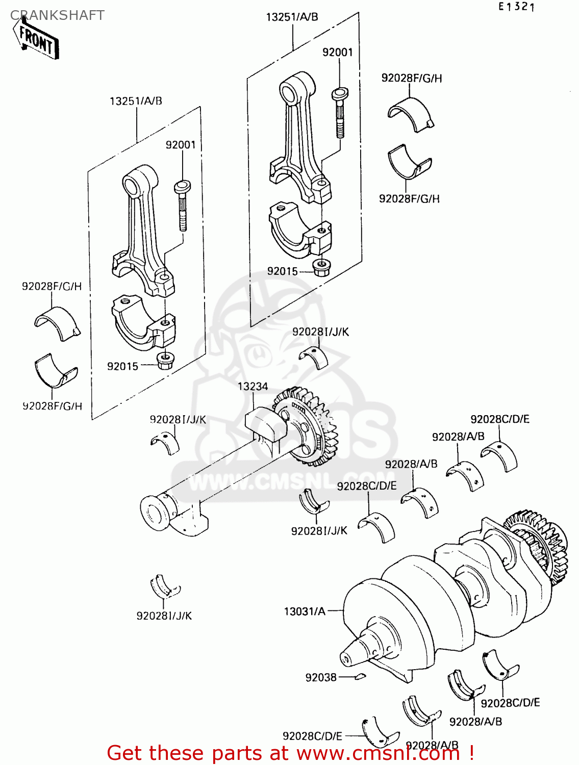 CRANKSHAFT EX500B3 1990 EUROPE FR GR IT NR SP