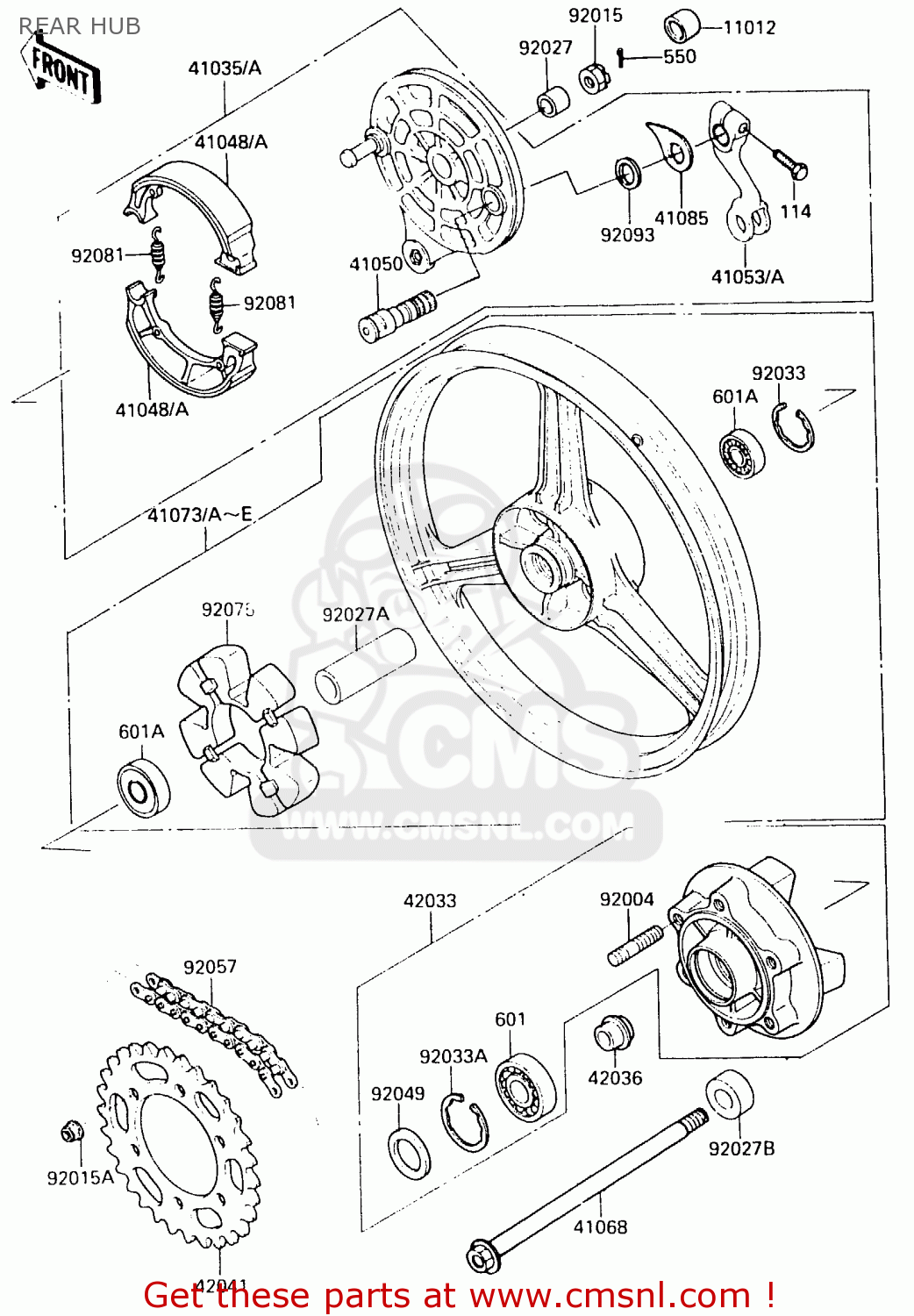REAR HUB EX500B3 1990 EUROPE FR GR IT NR SP