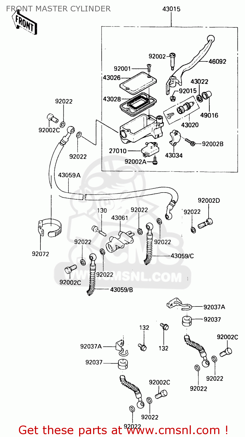 FRONT MASTER CYLINDER EX500B3 1990 EUROPE FR GR IT NR SP