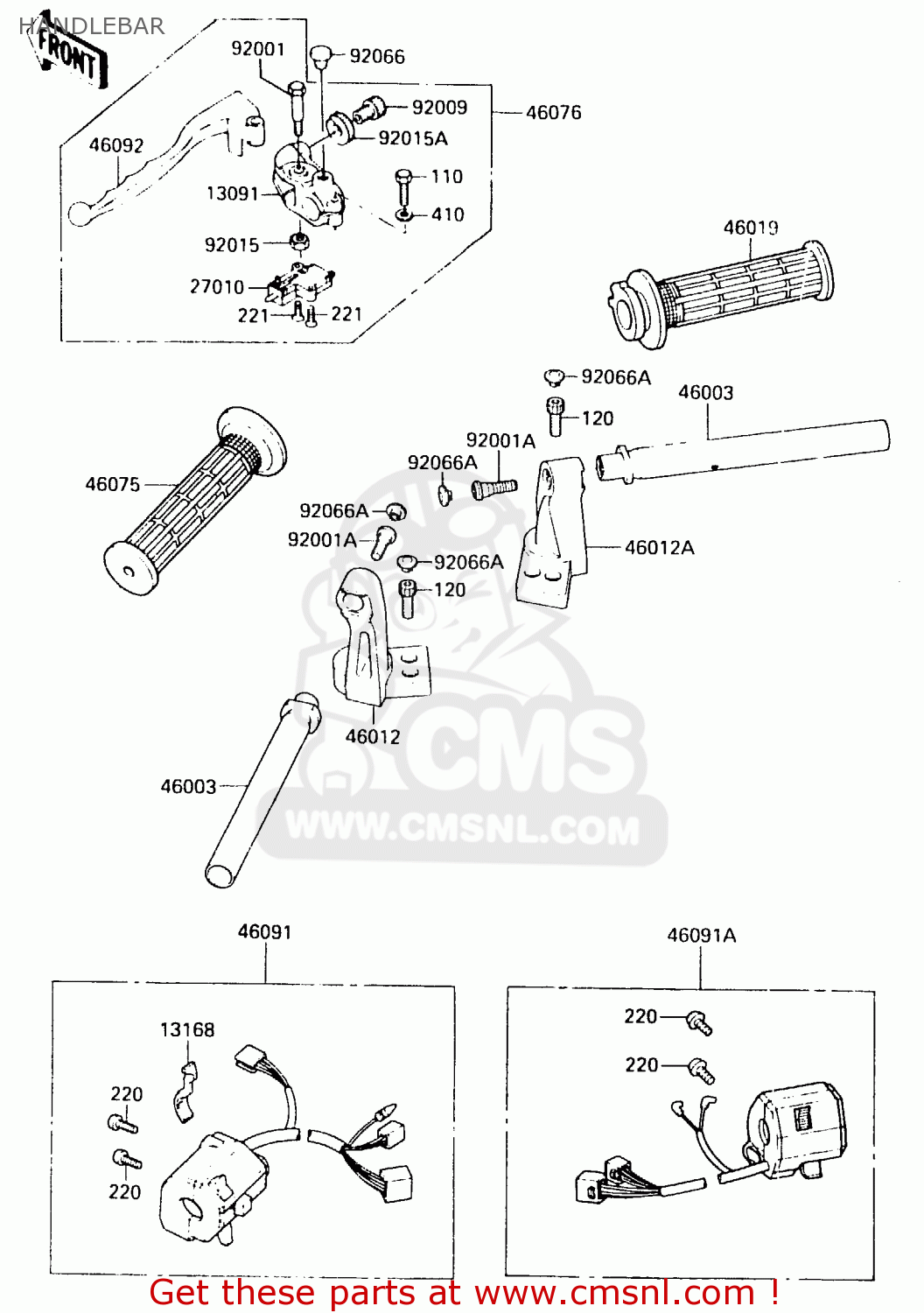 HANDLEBAR EX500B3 1990 EUROPE FR GR IT NR SP