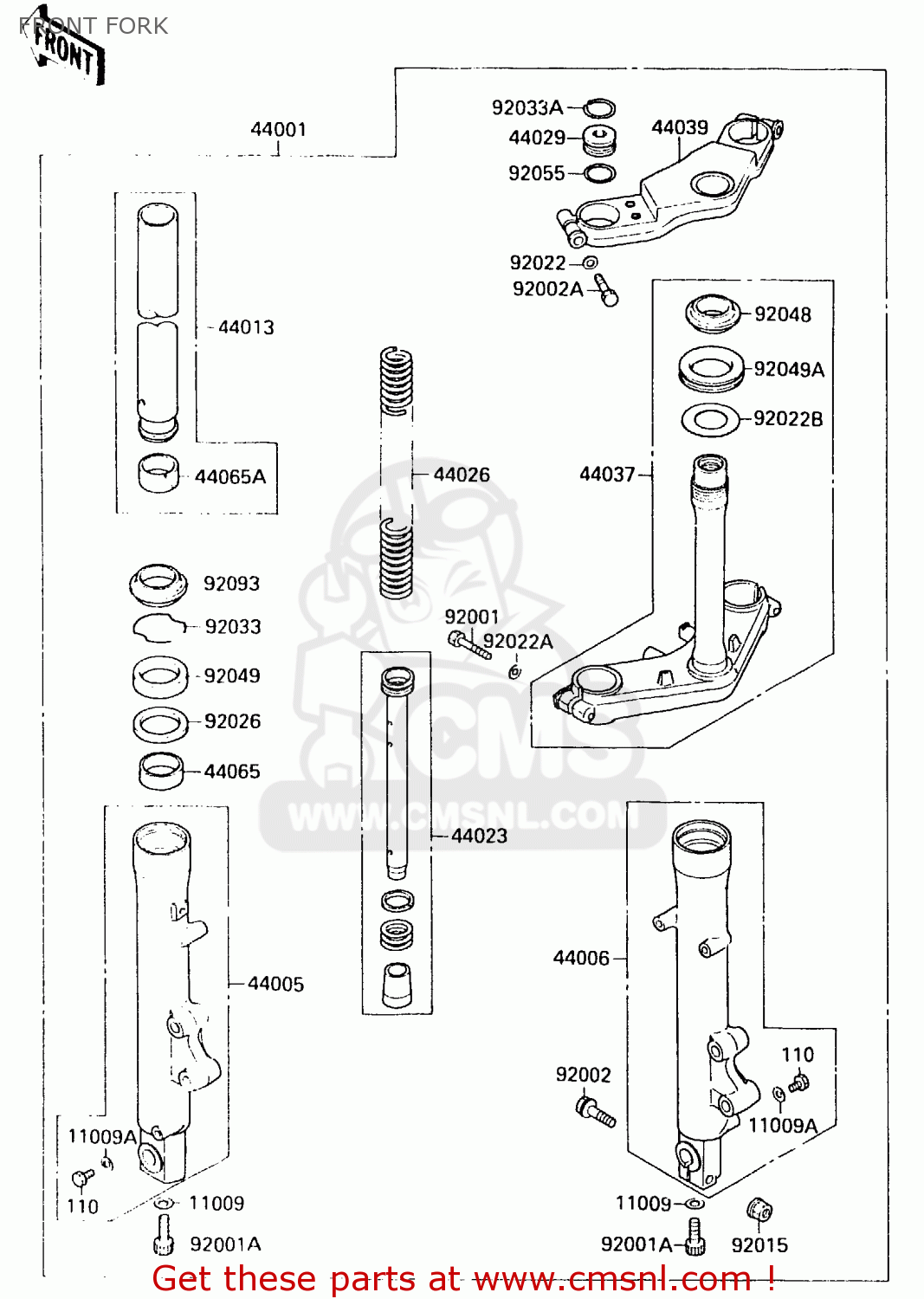 FRONT FORK EX500B3 1990 EUROPE FR GR IT NR SP