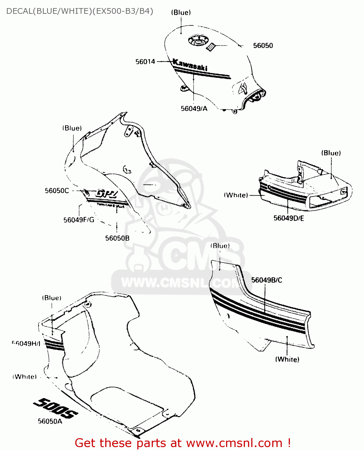 DECAL(BLUE/WHITE)(EX500-B3/B4) EX500B3 1990 EUROPE FR GR IT NR SP