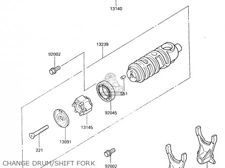 CHANGE DRUM/SHIFT FORK - EX500B3 1990 EUROPE FR GR IT NR SP