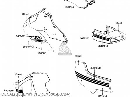 DECAL(BLUE/WHITE)(EX500-B3/B4) - EX500B3 1990 EUROPE FR GR IT NR SP