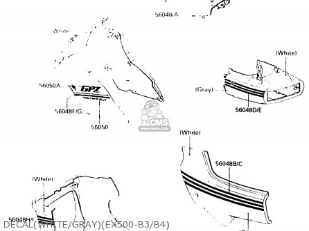 DECAL(WHITE/GRAY)(EX500-B3/B4) - EX500B3 1990 EUROPE FR GR IT NR SP