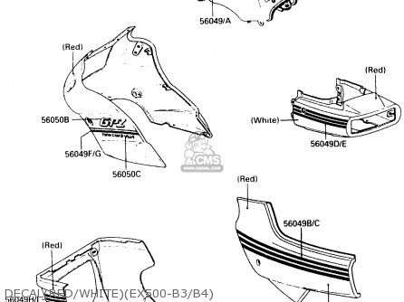 DECAL(RED/WHITE)(EX500-B3/B4) - EX500B3 1990 EUROPE FR GR IT NR SP