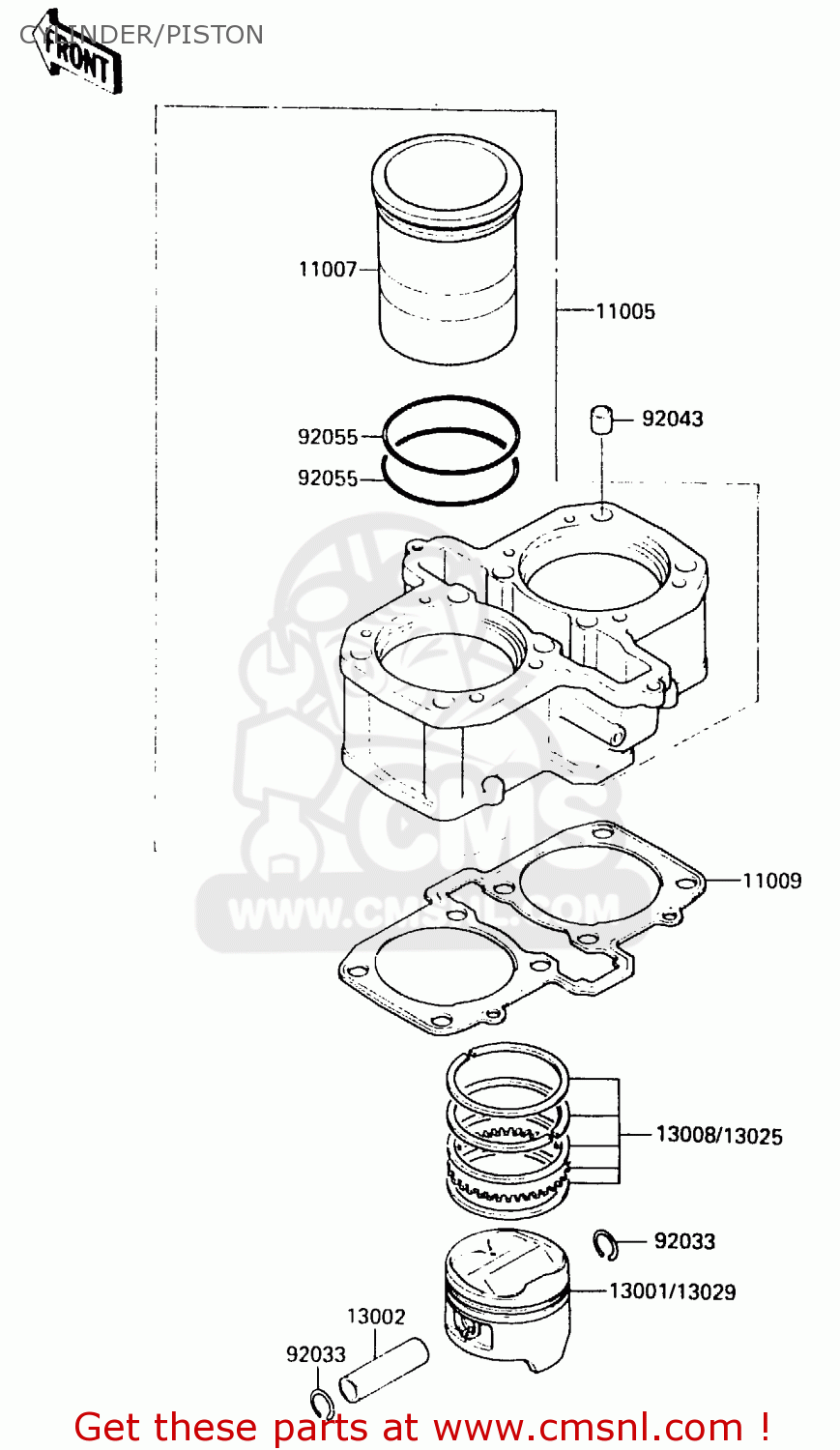 CYLINDER/PISTON EX500B4 1991 EUROPE FR GR IT NR SP