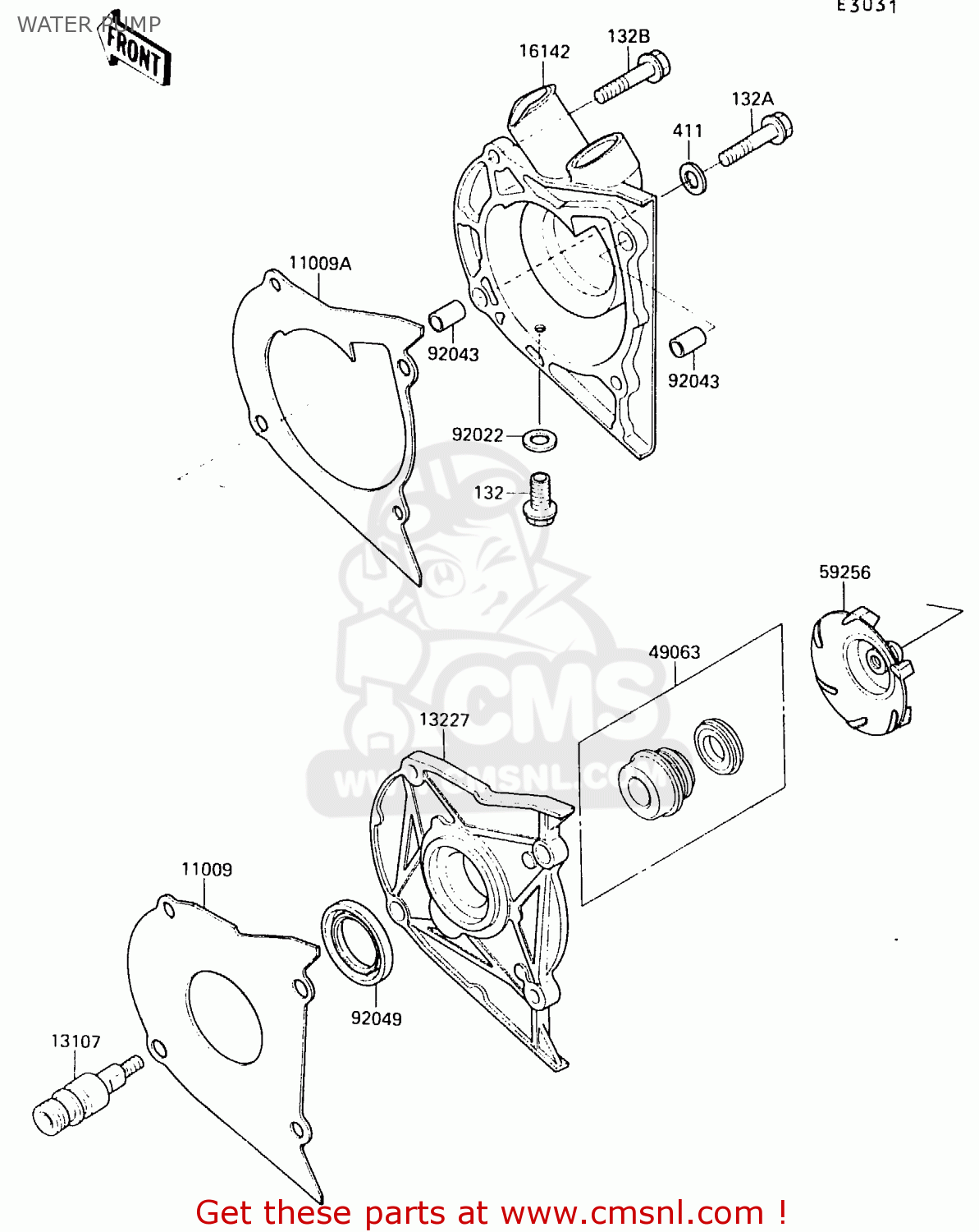 WATER PUMP EX500B4 1991 EUROPE FR GR IT NR SP