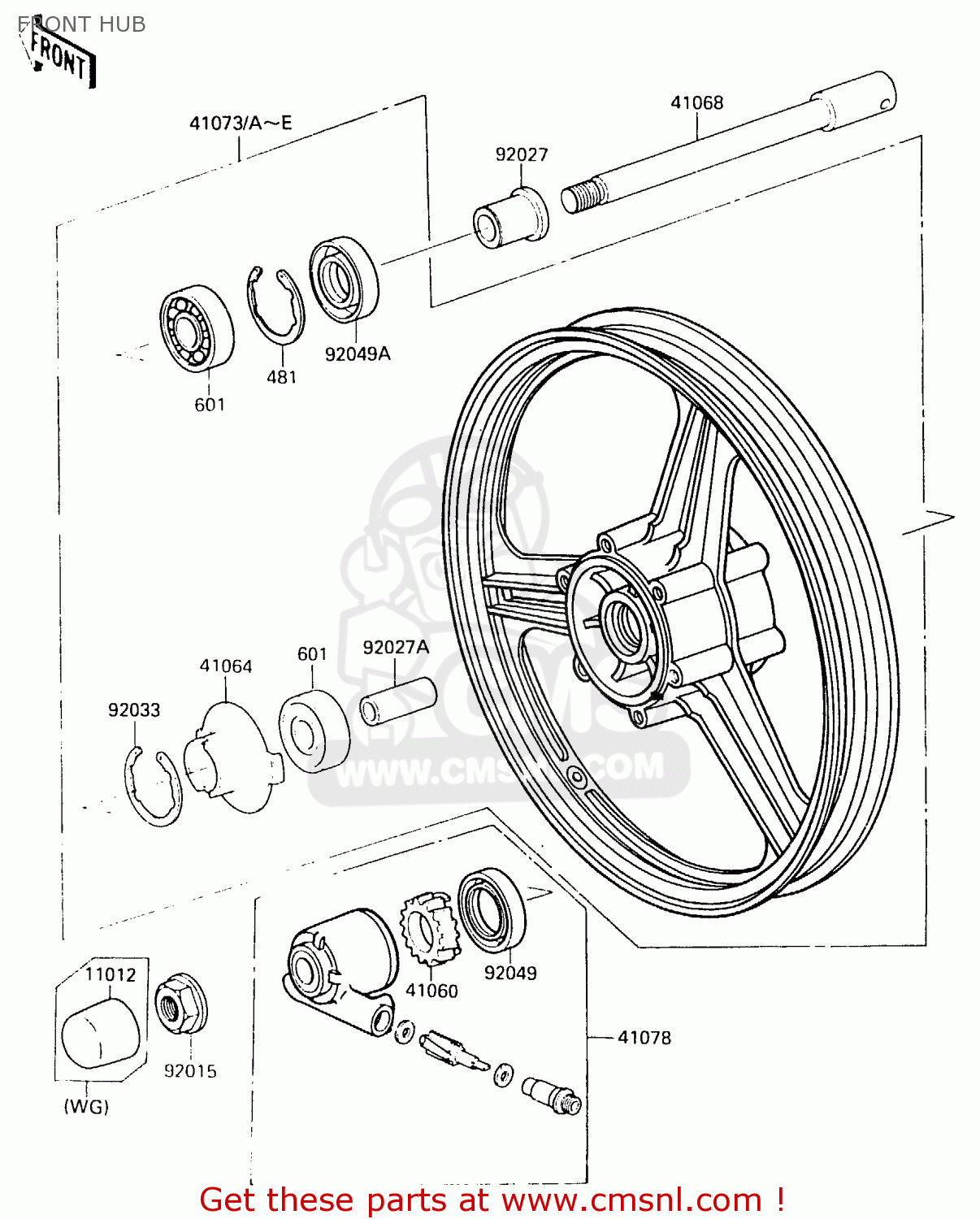 FRONT HUB EX500B4 1991 EUROPE FR GR IT NR SP