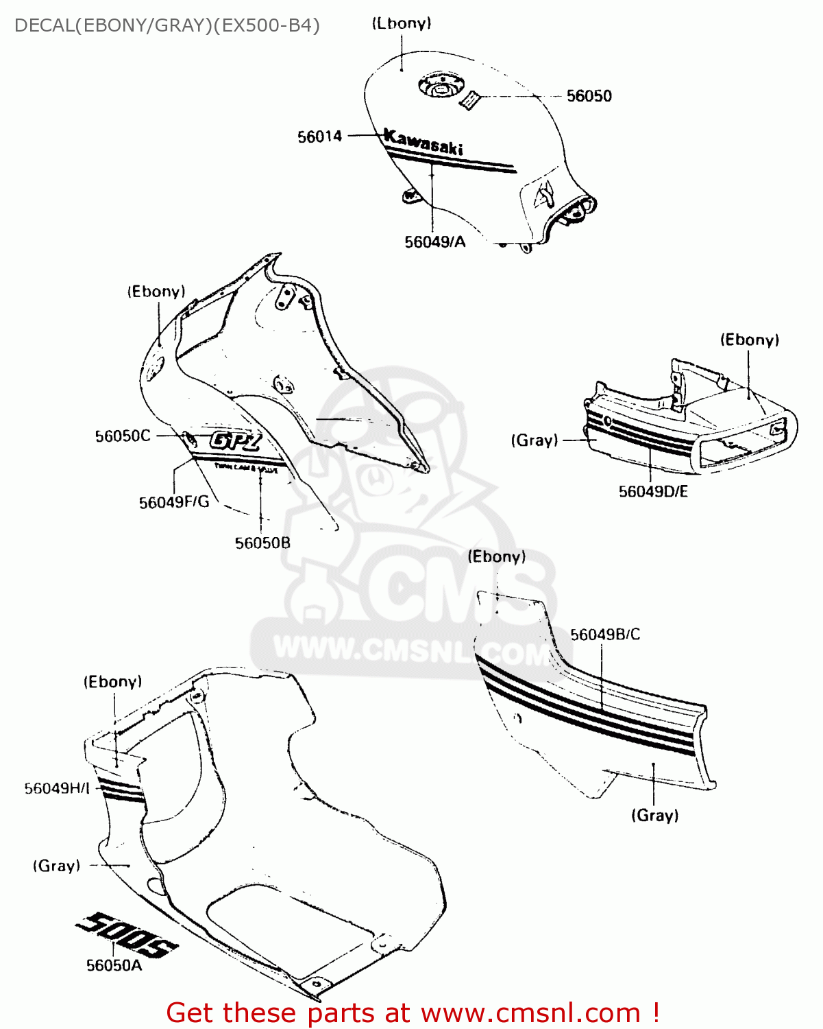DECAL(EBONY/GRAY)(EX500-B4) EX500B4 1991 EUROPE FR GR IT NR SP