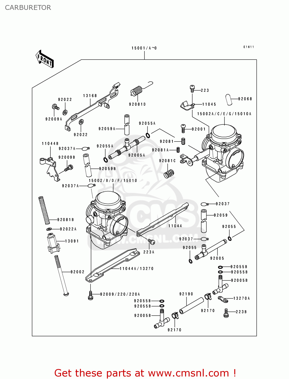 CARBURETOR EX500B5 GPZ500S 1992 EUROPE FR FG GR IT NR SP