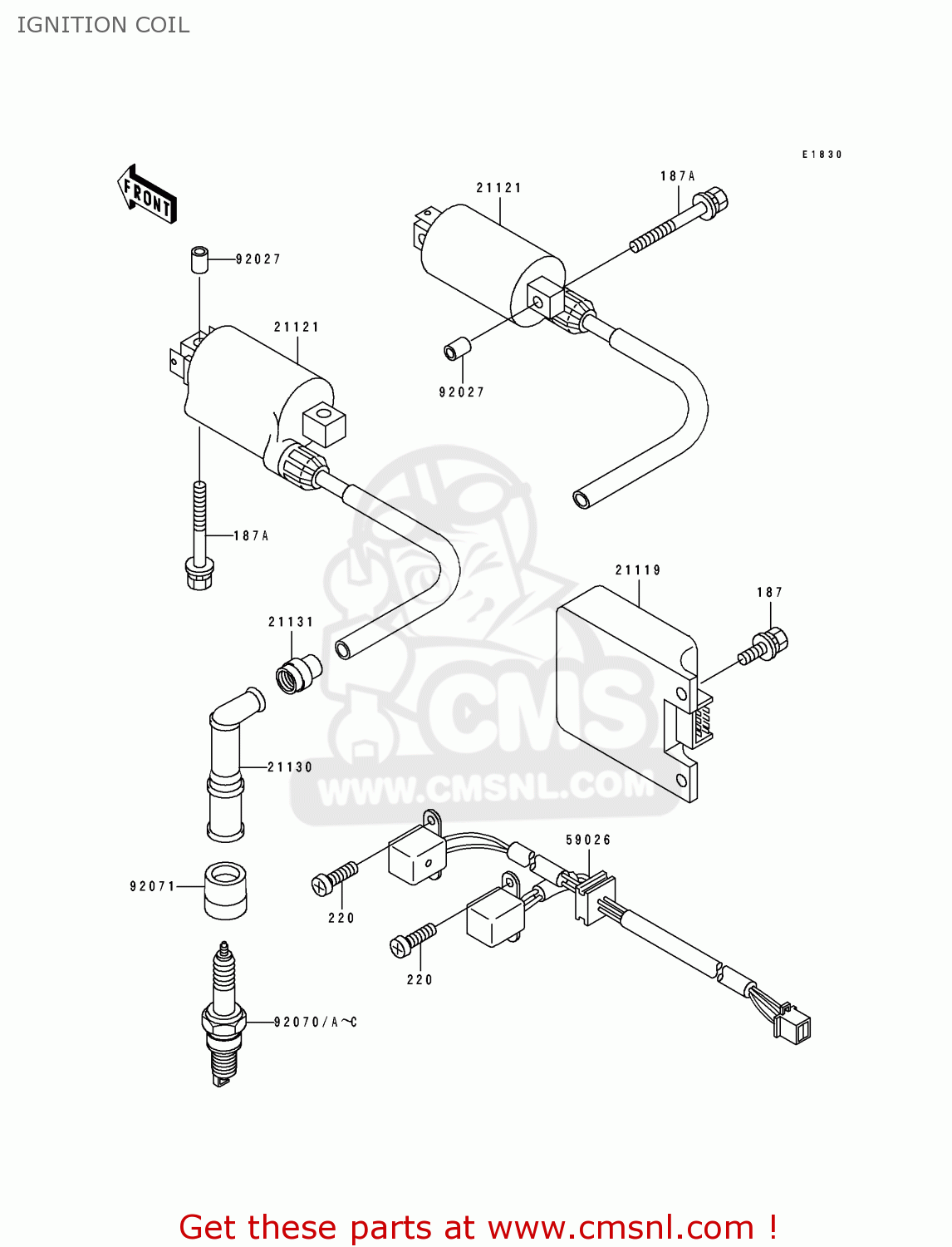 IGNITION COIL EX500B5 GPZ500S 1992 EUROPE FR FG GR IT NR SP