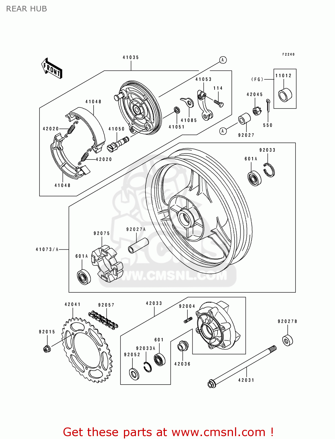 REAR HUB EX500B5 GPZ500S 1992 EUROPE FR FG GR IT NR SP